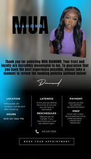 MUA Diamond booking policies page
